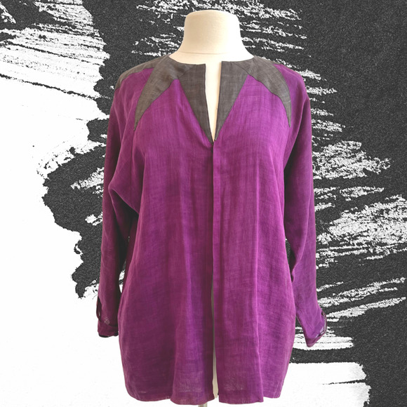 1970s Issey Miyake Purple Linen Jacket - Picture 1 of 7